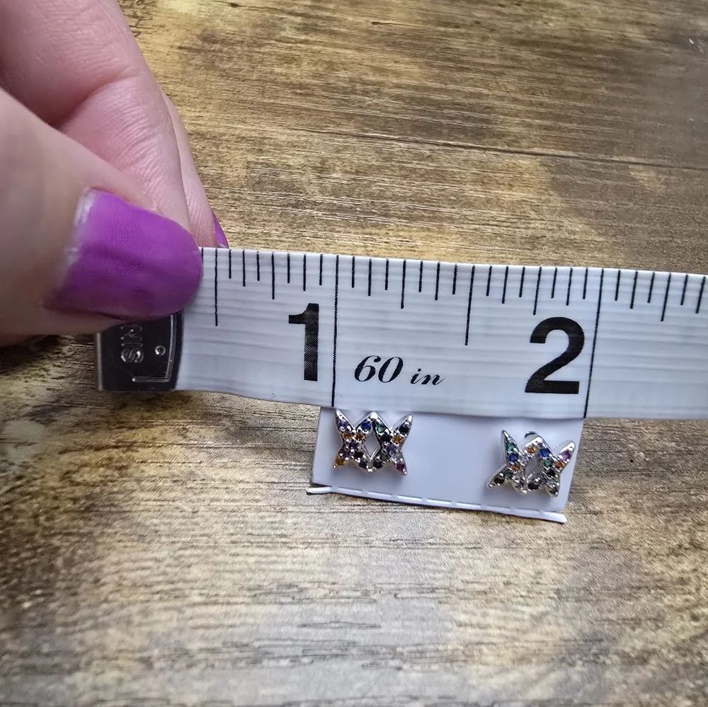 Double X Multi Colored Gem Stud Earrings